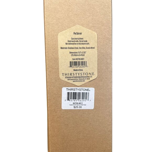 Gold Stainless Steel & Acacia Wood Pie/Cake Server With Engraved Handle - Picture 3 of 3